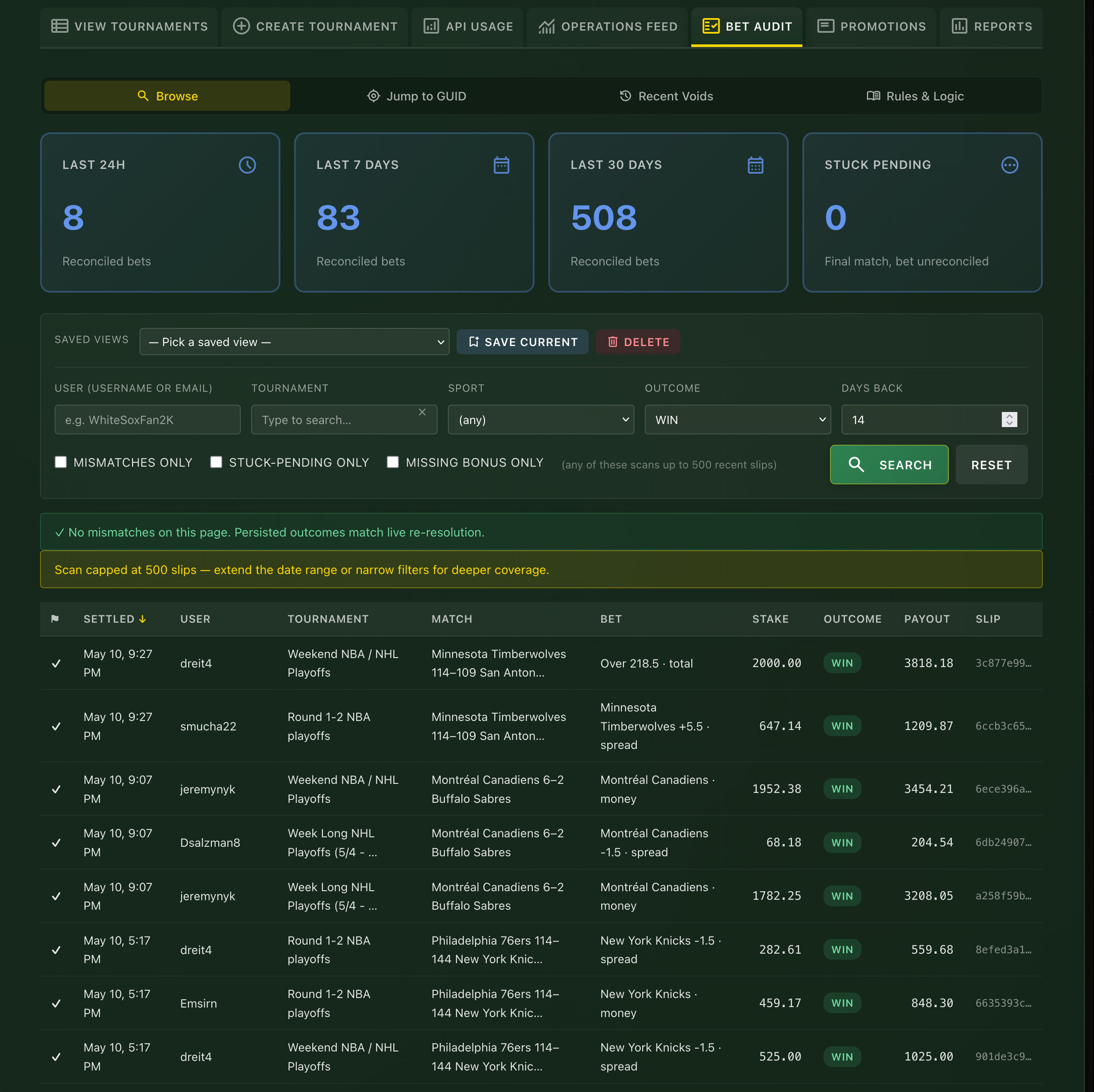 Tournament Creation Interface